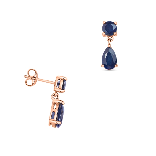 3 Prong Round/Pear Rose Gold Drop Lab Grown Diamond Earrings