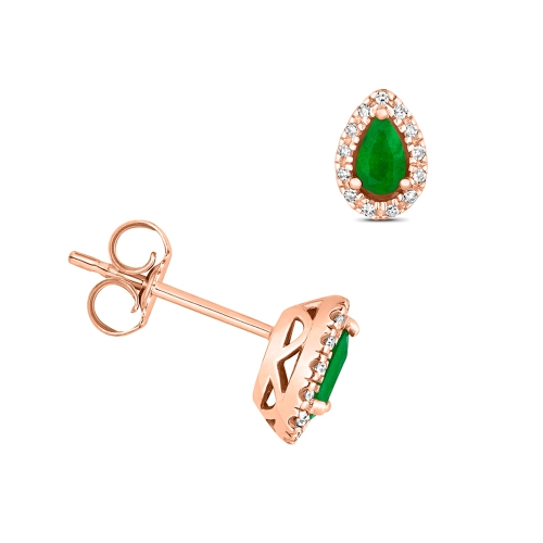 Prong Pear Rose Gold Droplet stud Diamond Earrings