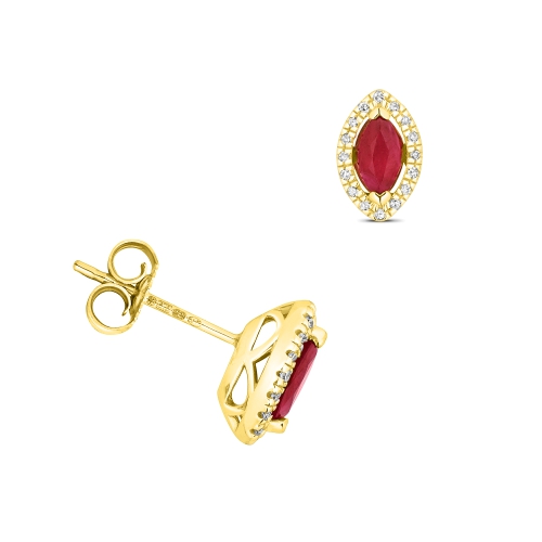 4 Prong Marquise Yellow Gold Bold and beautiful Diamond Earrings
