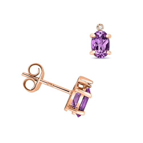 4 Prong Oval Rose Gold Elegant stud Diamond Earrings