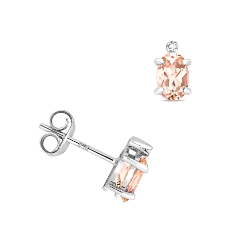 4 Prong Oval Morganite Gemstone Earrings