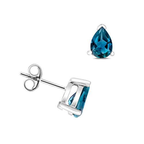 Prong Pear Blue Topaz Gemstone Earrings