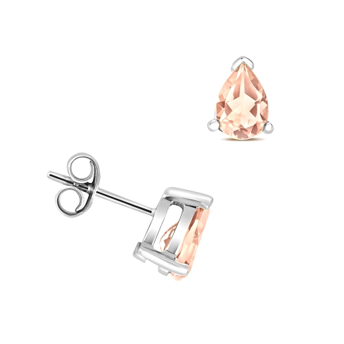 Prong Pear Morganite Gemstone Earrings