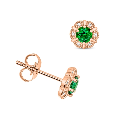 6 Prong Round Rose Gold Twinkle Diamond Earrings