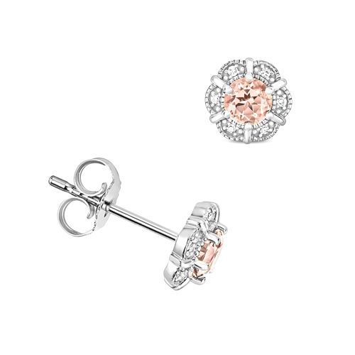 6 Prong Round Twinkle Morganite Gemstone Earrings