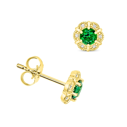 6 Prong Round Yellow Gold Twinkle Diamond Earrings