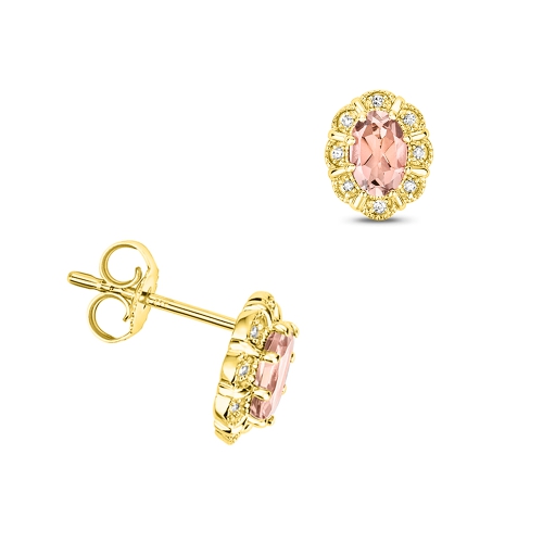 6 Prong Oval Yellow Gold Diamond Earrings