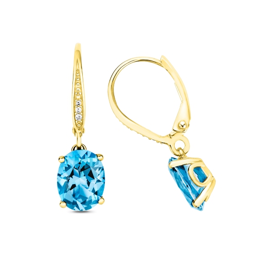 4 Prong Oval Yellow Gold Drop Lab Grown Diamond Earrings