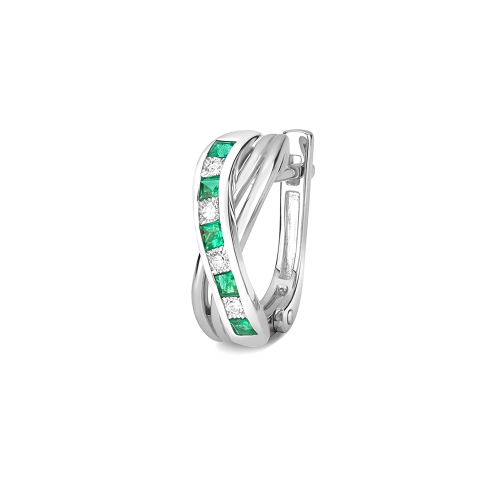 Channel Setting Princess White Gold Verdant-Glimmer Diamond Earrings
