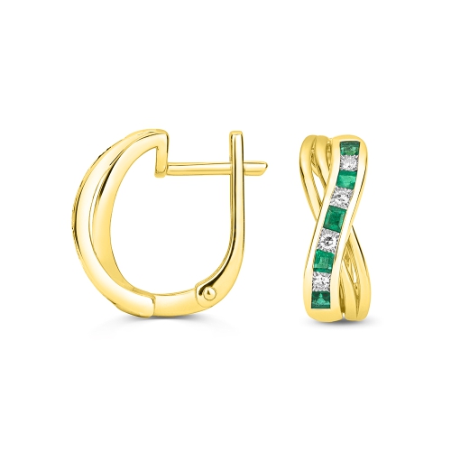 Channel Setting Princess Yellow Gold Verdant-Glimmer Diamond Earrings