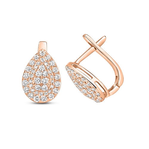 4 Prong Round Rose Gold Iron Diamond Earrings