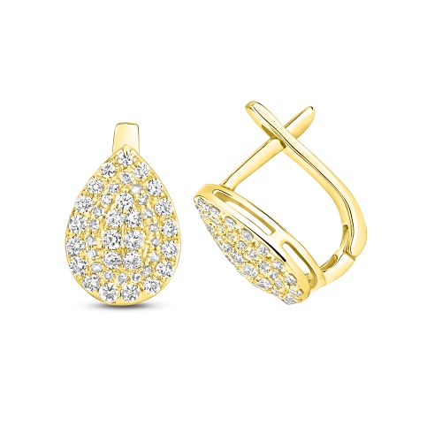 4 Prong Round Yellow Gold Iron Diamond Earrings