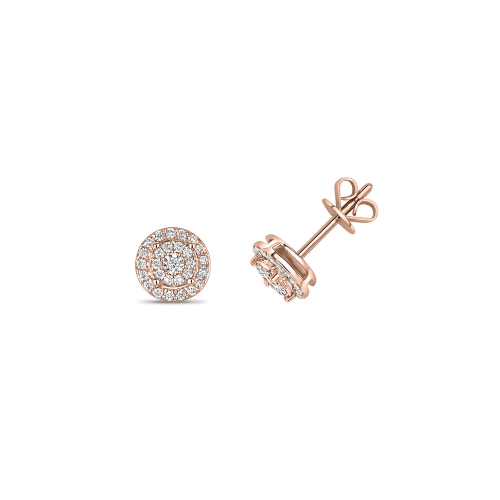 4 Prong Round Rose Gold Gleam Diamond Earrings