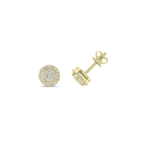 4 Prong Round Yellow Gold Gleam Diamond Earrings