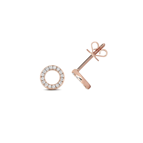 4 Prong Round Rose Gold Circle Diamond Earrings