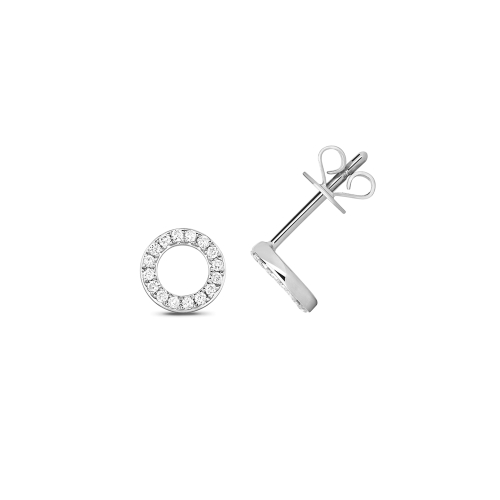 4 Prong Round White Gold Circle Diamond Earrings