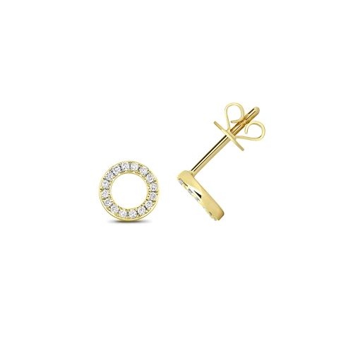 4 Prong Round Yellow Gold Circle Diamond Earrings