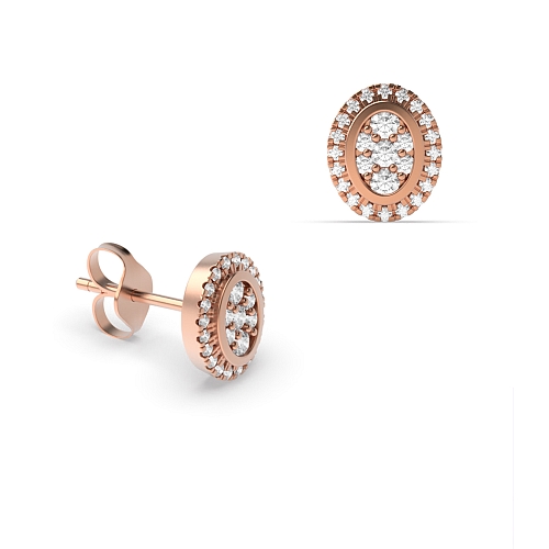 Bezel Setting Round Rose Gold Glint Diamond Earrings