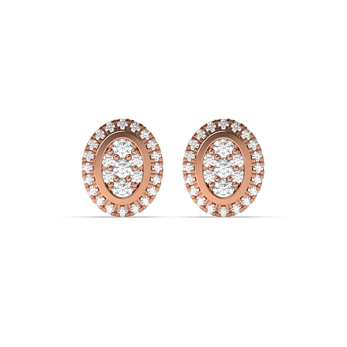 Bezel Setting Round Rose Gold Glint Diamond Earrings
