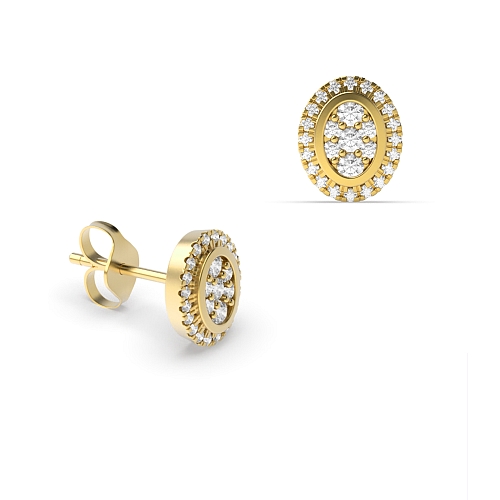 Bezel Setting Round Yellow Gold Glint Diamond Earrings