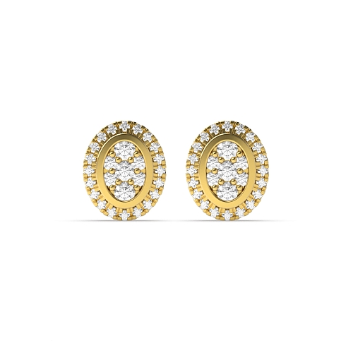 Bezel Setting Round Yellow Gold Glint Diamond Earrings