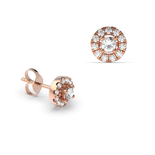 4 Prong Round Rose Gold Luminous Diamond Earrings