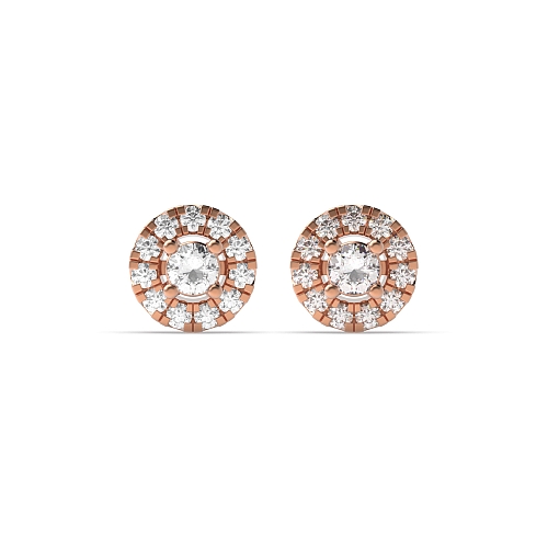 4 Prong Round Rose Gold Luminous Diamond Earrings