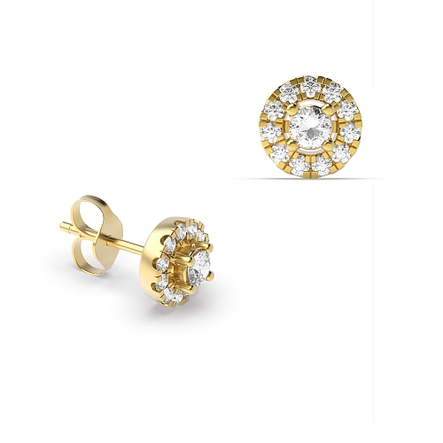 4 Prong Round Yellow Gold Luminous Diamond Earrings
