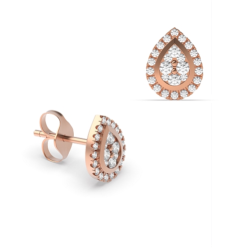 Bezel Setting Round Rose Gold Twilight Diamond Earrings