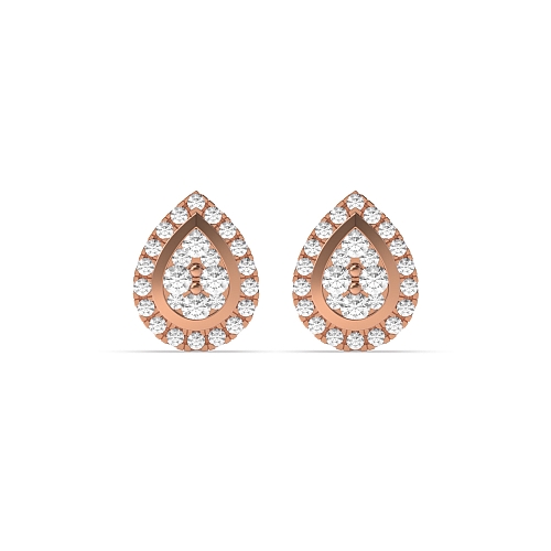 Bezel Setting Round Rose Gold Twilight Diamond Earrings