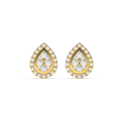Bezel Setting Round Yellow Gold Twilight Diamond Earrings