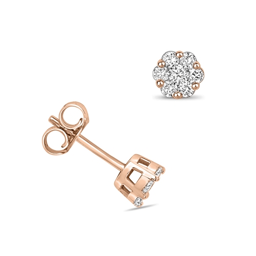 6 Prong Round Rose Gold Glimpse Diamond Earrings