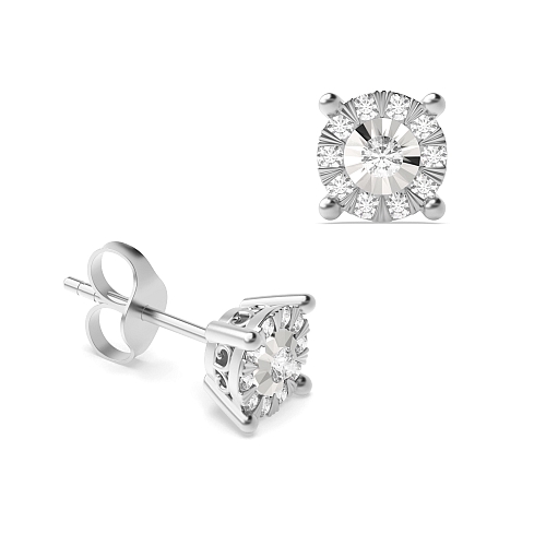 4 Prong Round Illusion Set Lab Grown Diamond Earrings