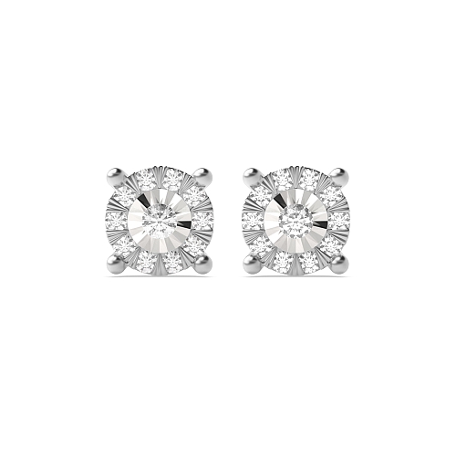 4 Prong Round Illusion Set Lab Grown Diamond Earrings