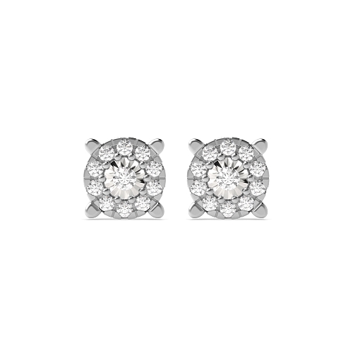 4 Prong Round Whisper Illusion Set Lab Grown Diamond Earrings