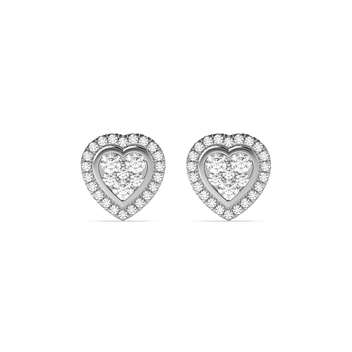 4 Prong Round Heart shaped Lab Grown Diamond Earrings