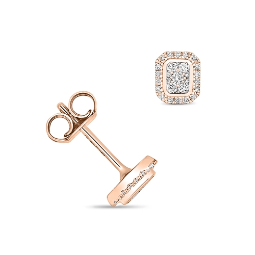 6 Prong Round Rose Gold Radiance Diamond Earrings