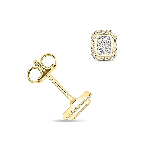 6 Prong Round Yellow Gold Radiance Diamond Earrings