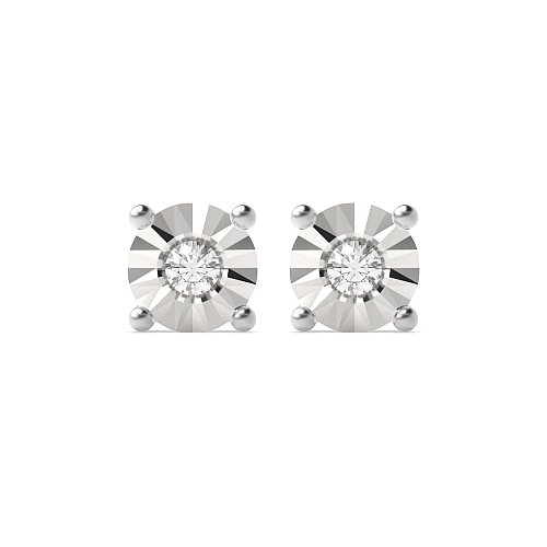 4 Prong Round Illusion basket set Lab Grown Stud Diamond Earrings
