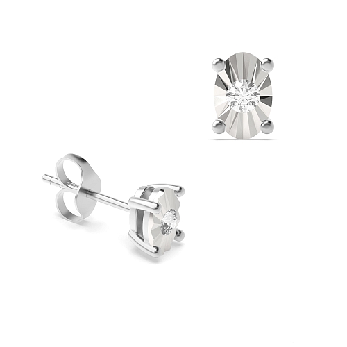 4 Prong Round Illusion plate Lab Grown Stud Diamond Earrings