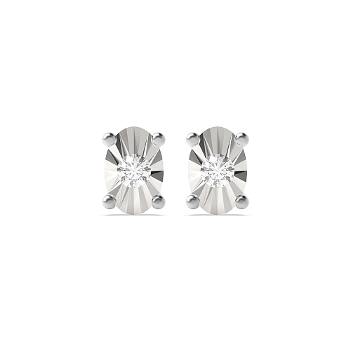 4 Prong Round Illusion plate Lab Grown Stud Diamond Earrings