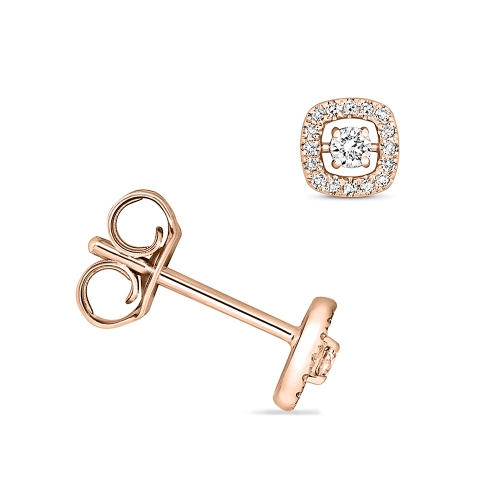 4 Prong Round Rose Gold Cushion shaped Diamond Earrings