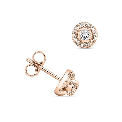 4 Prong Round Rose Gold Impeccable Diamond Earrings