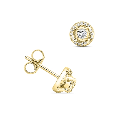 4 Prong Round Yellow Gold Impeccable Diamond Earrings