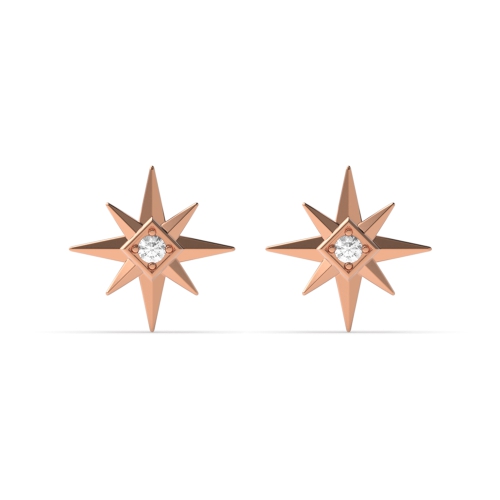 4 Prong Round Rose Gold Star style Diamond Earrings