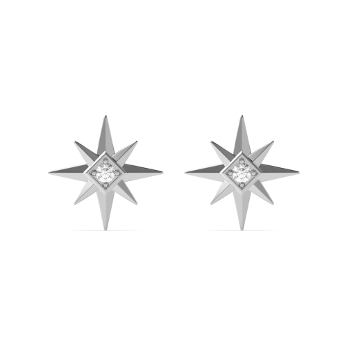 4 Prong Round Star style Lab Grown Diamond Earrings