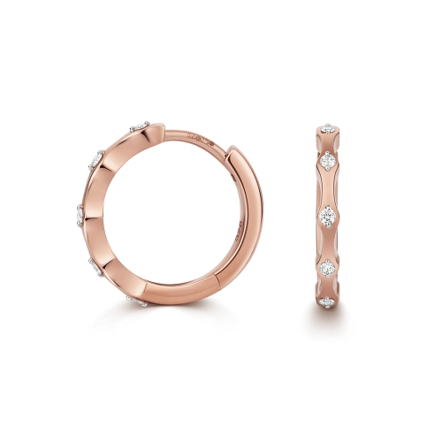 3 Prong Round Rose Gold Lustre Diamond Earrings