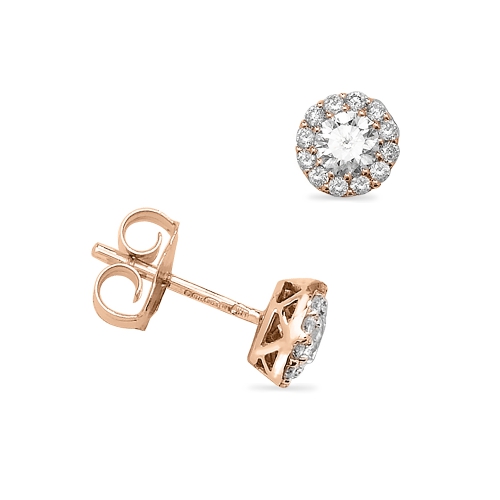 4 Prong Round Rose Gold Timeless craft Stud Diamond Earrings
