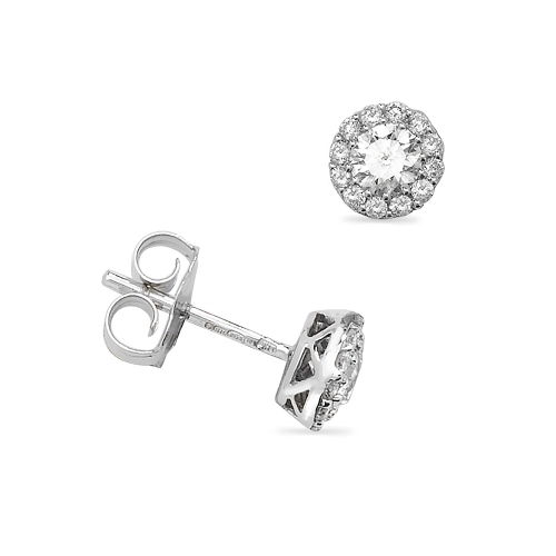 4 Prong Round Silver Timeless craft Stud Diamond Earrings