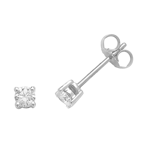 4 Prong Round Sparkling Stud Diamond Earrings